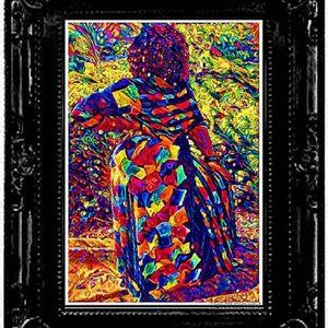 "Figurative Portrait Of A Woman In A Colorful Dress"